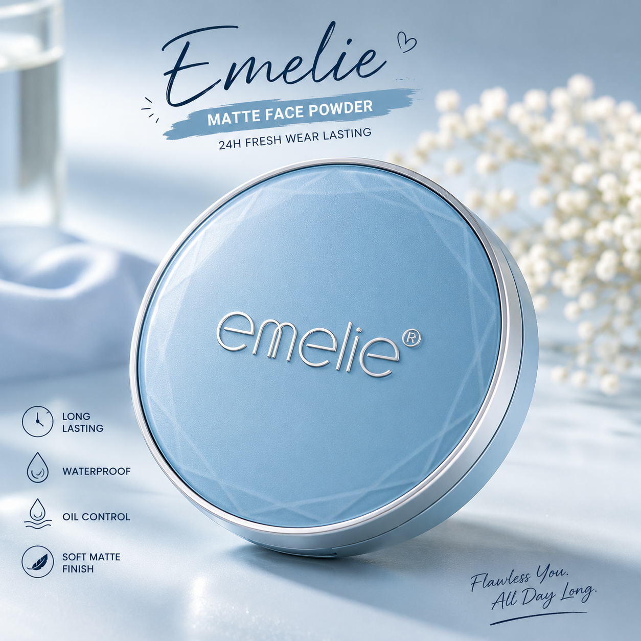 Emelie Paris 24H Waterproof Long Lasting Matte Face Powder