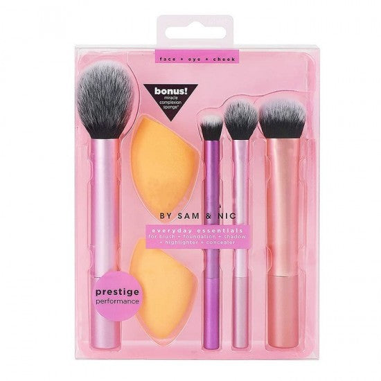 Real Techniques Everyday Essential Brush Set With Bonus Miracle Complexion Sponge