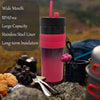 Stainless Steel Thermal Mug with Lid and Straw Leak-Proof Tumbler With Holding Strap 500ml