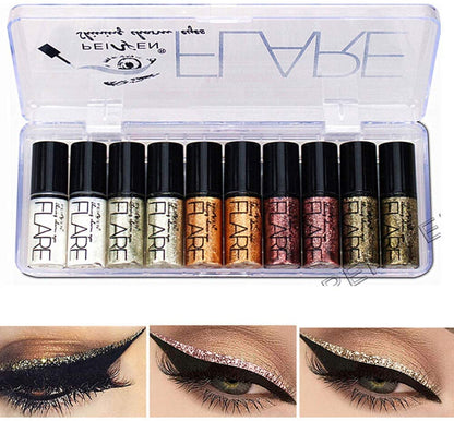 Flare Diamond Glitter Liquid Eyeshadow Pack of 10
