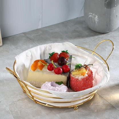 Metal Gold Round Fruit Basket