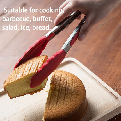 Stainless Steel With Silicone Food BBQ Grill Steak Clip Tong