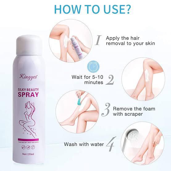 Kingyes Silky Beauty Spray Quick and Painless Hair Removal Spray Foam 150ml