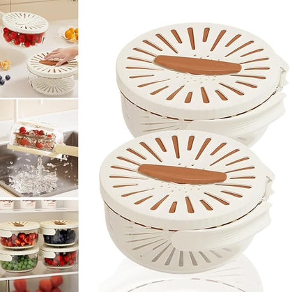 Multifunction 2in1 Food Colander With Handle Draining Bowl With Lid Pack of 2