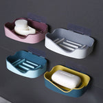 Wall Mounted Self-adhesive  Soap Dish Holder With Water Draining Tray