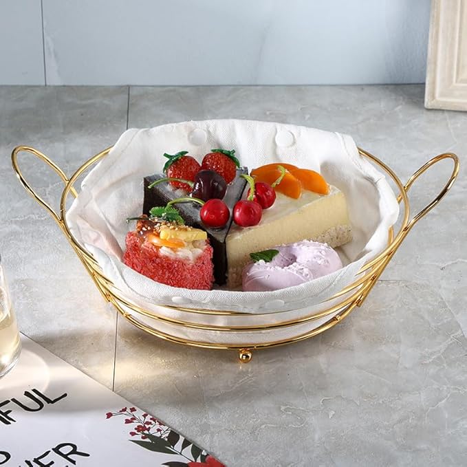 Metal Gold Round Fruit Basket