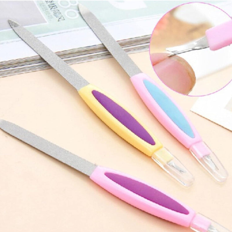 Multifunctional 2 in 1 Stainless Steel Cuticle Nail Buffer Nail Filler