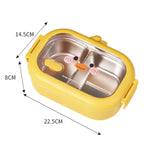 Portable Food Lunch Box Grid Design Heat Preservation Little Duck Stainless Steel Insulated 2 Compartment Lunch Box