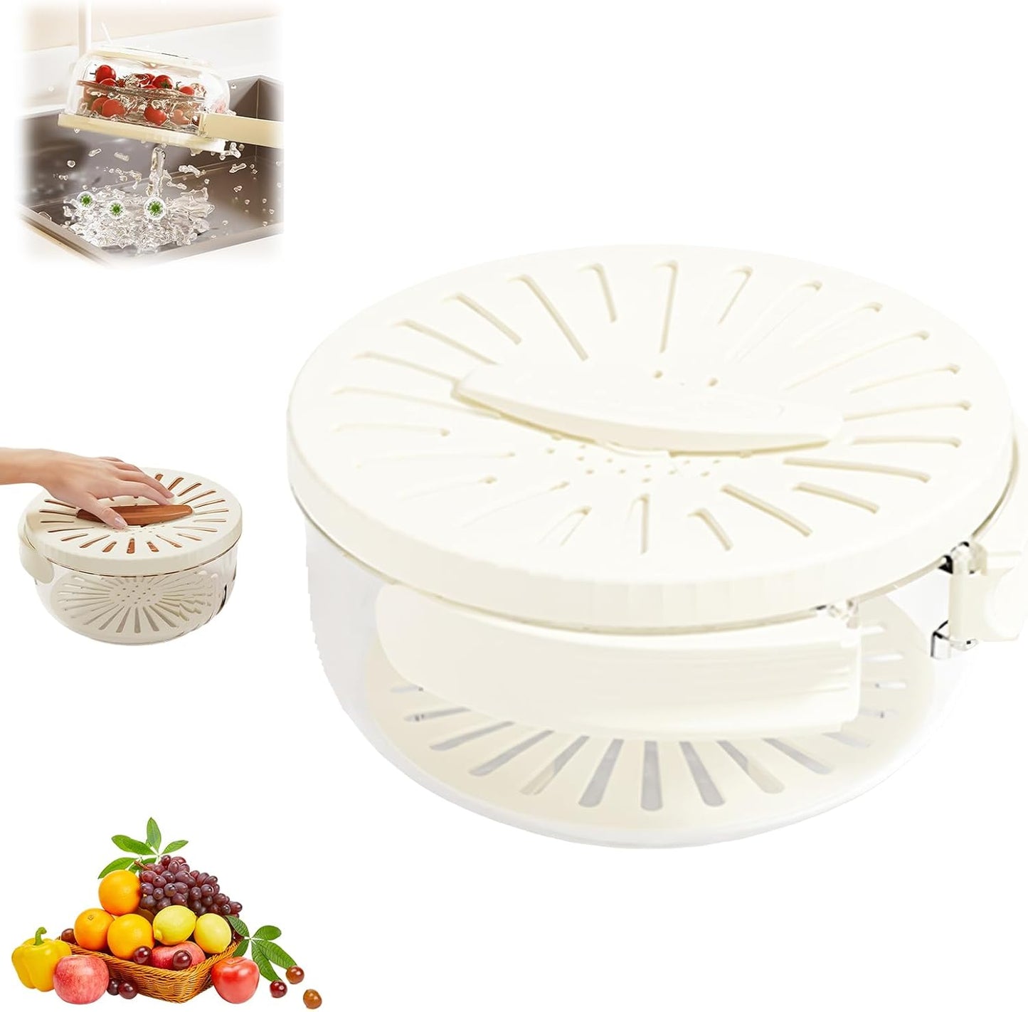 Multifunction 2in1 Food Colander With Handle Draining Bowl With Lid Pack of 2