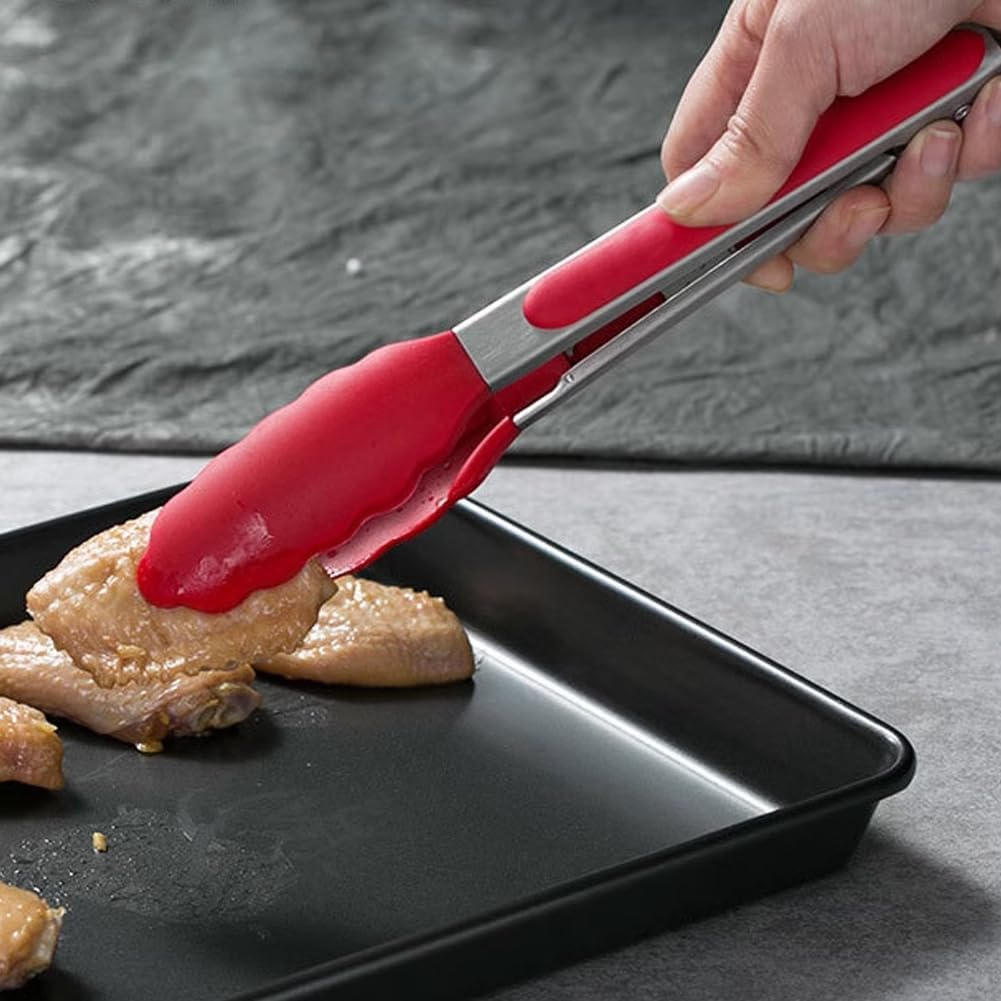 Stainless Steel With Silicone Food BBQ Grill Steak Clip Tong