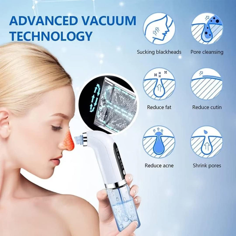 HydraFacial Pore Vacuum Blackhead Remover 2in1 Deep Cleansing and Hydrating Pimple Extractor Tool With 6 Suction Heads 3 Gears Adjustable