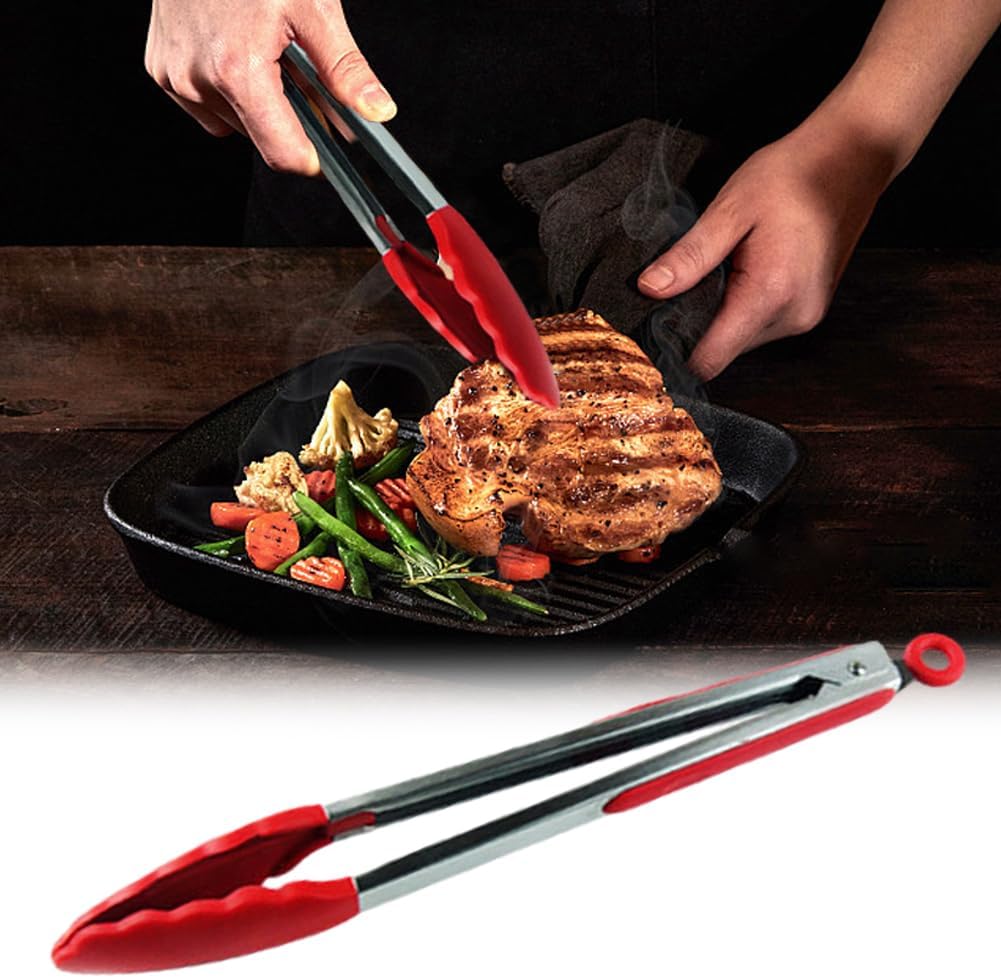 Stainless Steel With Silicone Food BBQ Grill Steak Clip Tong