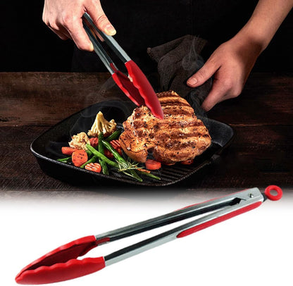 Stainless Steel With Silicone Food BBQ Grill Steak Clip Tong