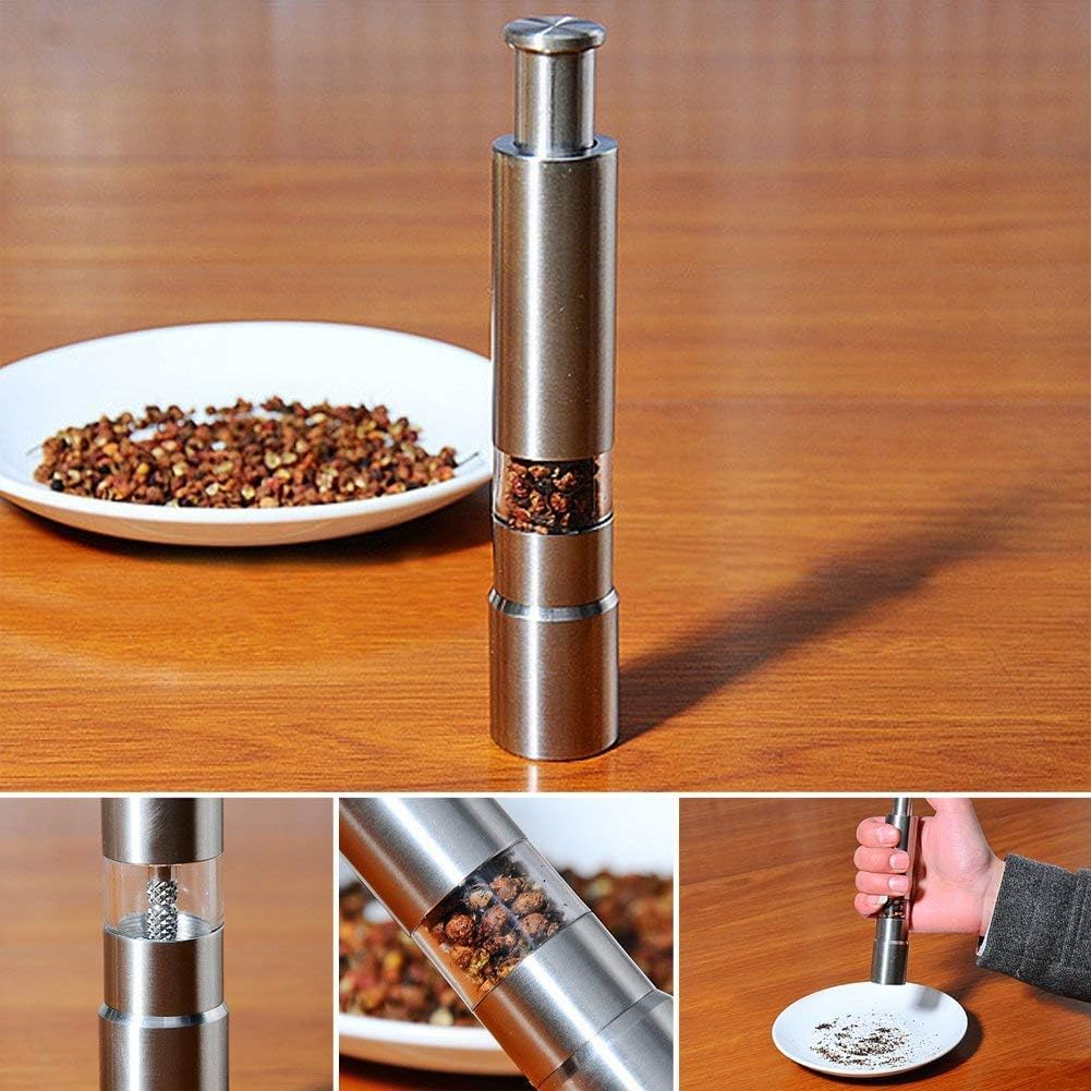 Stainless Steel Mini Pepper Grinder Crusher Mill Button Press Technology