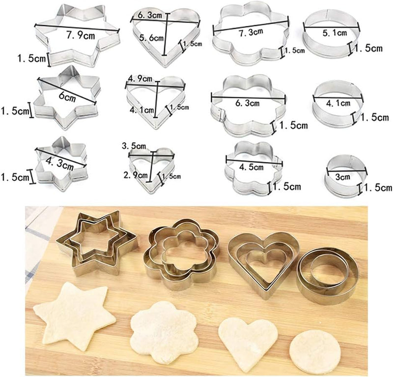 Stainless Steel Biscuit Cookie Cutter DIY Mold 12Pcs Set