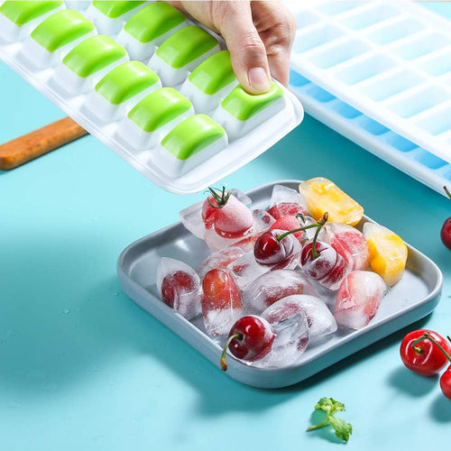 Silicone Half Moon D Shape Ice Cube Mold Tray With Lid