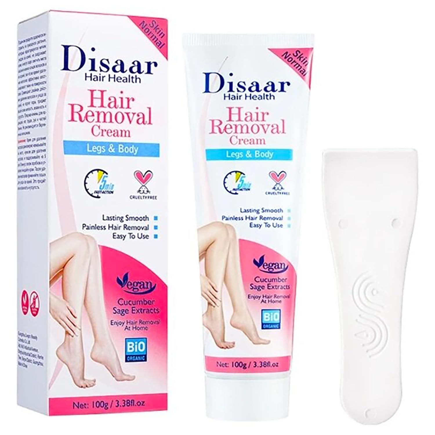 Disaar  Hair Removal Cream Legs Body 5 min Fast Action Armpits Breasts Arms Bikini Area Vegan All Type Of Skin 100g