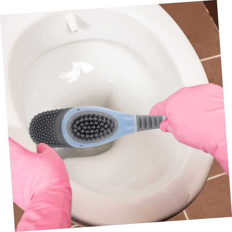 Duck Wall Mount Toilet Cleaning Brush Silicone Scrubber With Long Handle