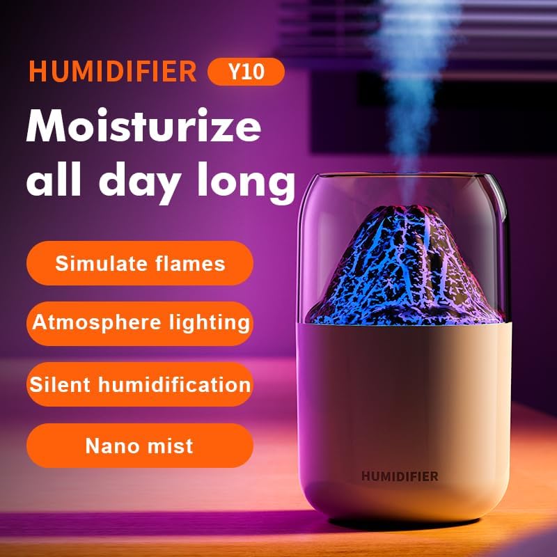 Portable USB Mini Colorful Volcano Mist Humidifier Diffuser Air Freshener