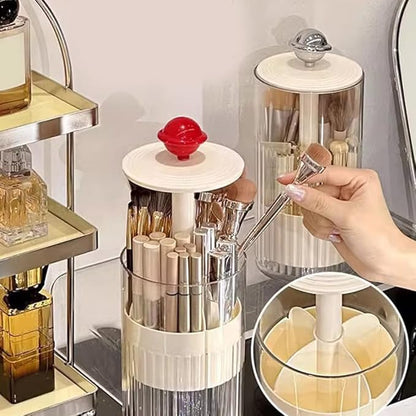 Automatic Push Up Lifting Transparent Countertop Cosmetic Makeup Brush Holder