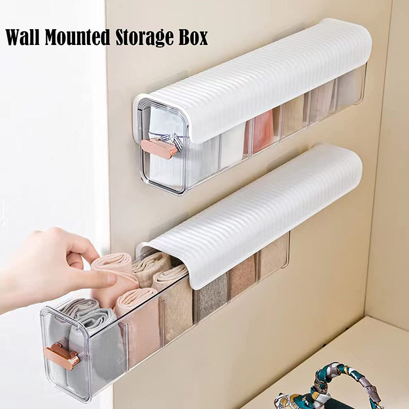 Multifunctional Wall Mounted 6 Cells Storage Box Sticking Socks And Undergarments Organizer