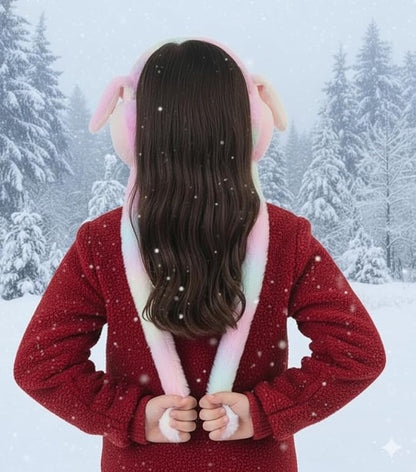 Kids Winter Plush Bunny Ear Earmuffs with Long Paws Soft Warm Noise-Reducing Ear Warmer