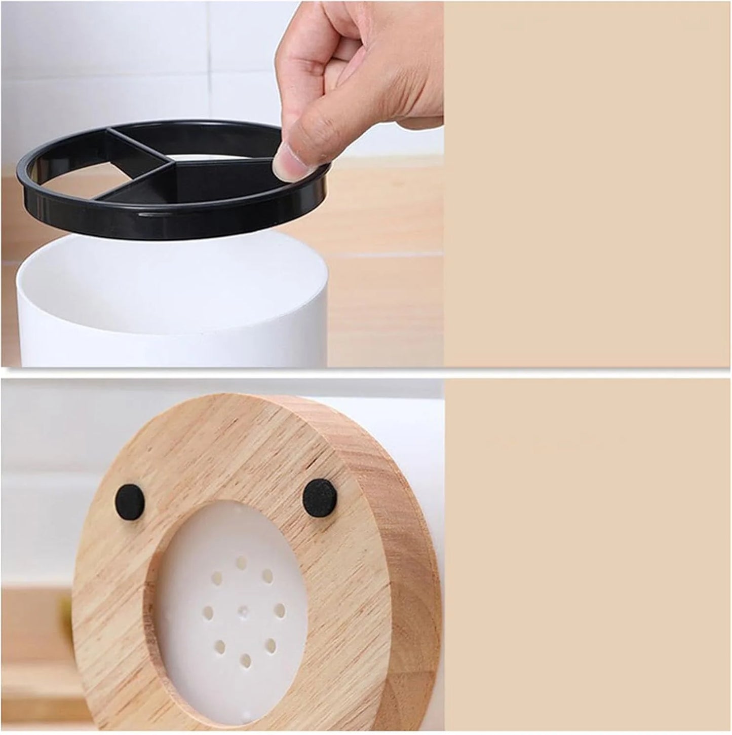 Wood Base Cutlery Storage Container – Black