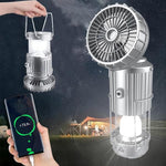 6in1 USB Rechargeable Portable Solar Energy Saving Power Bank Camping Lantern Cooler Fan Flashlight