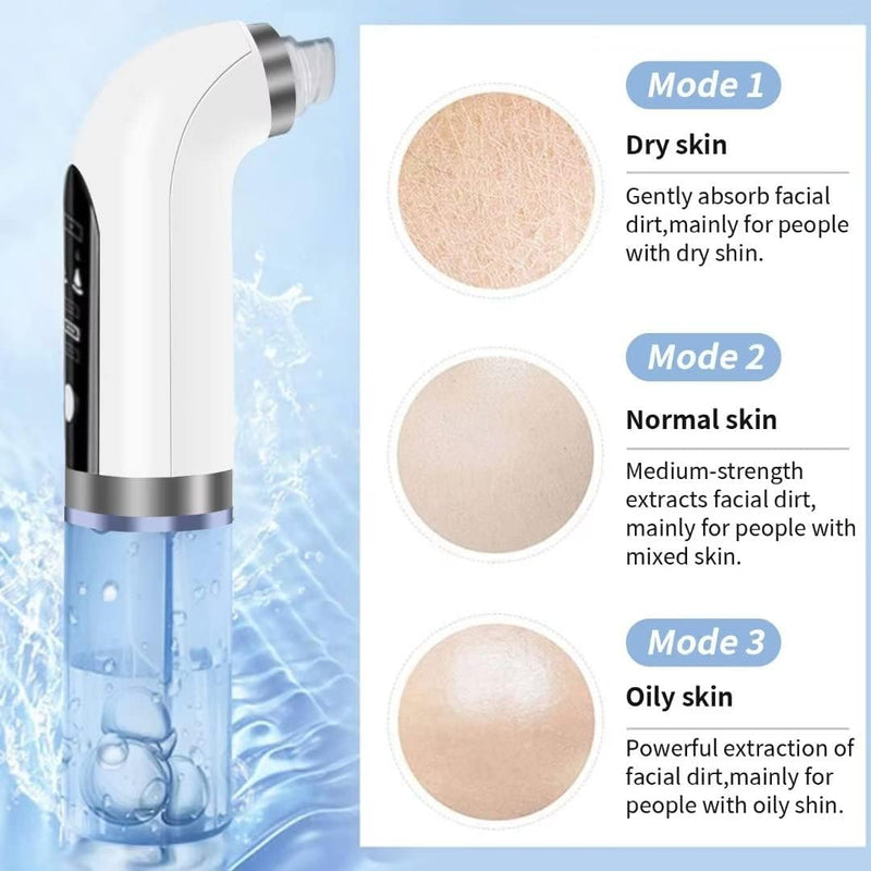 HydraFacial Pore Vacuum Blackhead Remover 2in1 Deep Cleansing and Hydrating Pimple Extractor Tool With 6 Suction Heads 3 Gears Adjustable