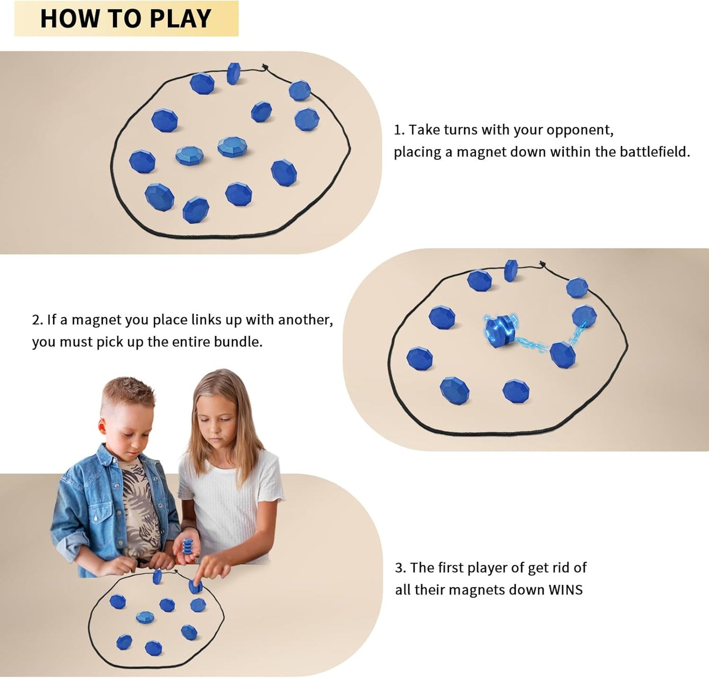 Magnetic Chess Game, Fun Table Top Magnet Game with String, Magnetic Stones Board Game Magnetic Chess Board Game Set Improve Log