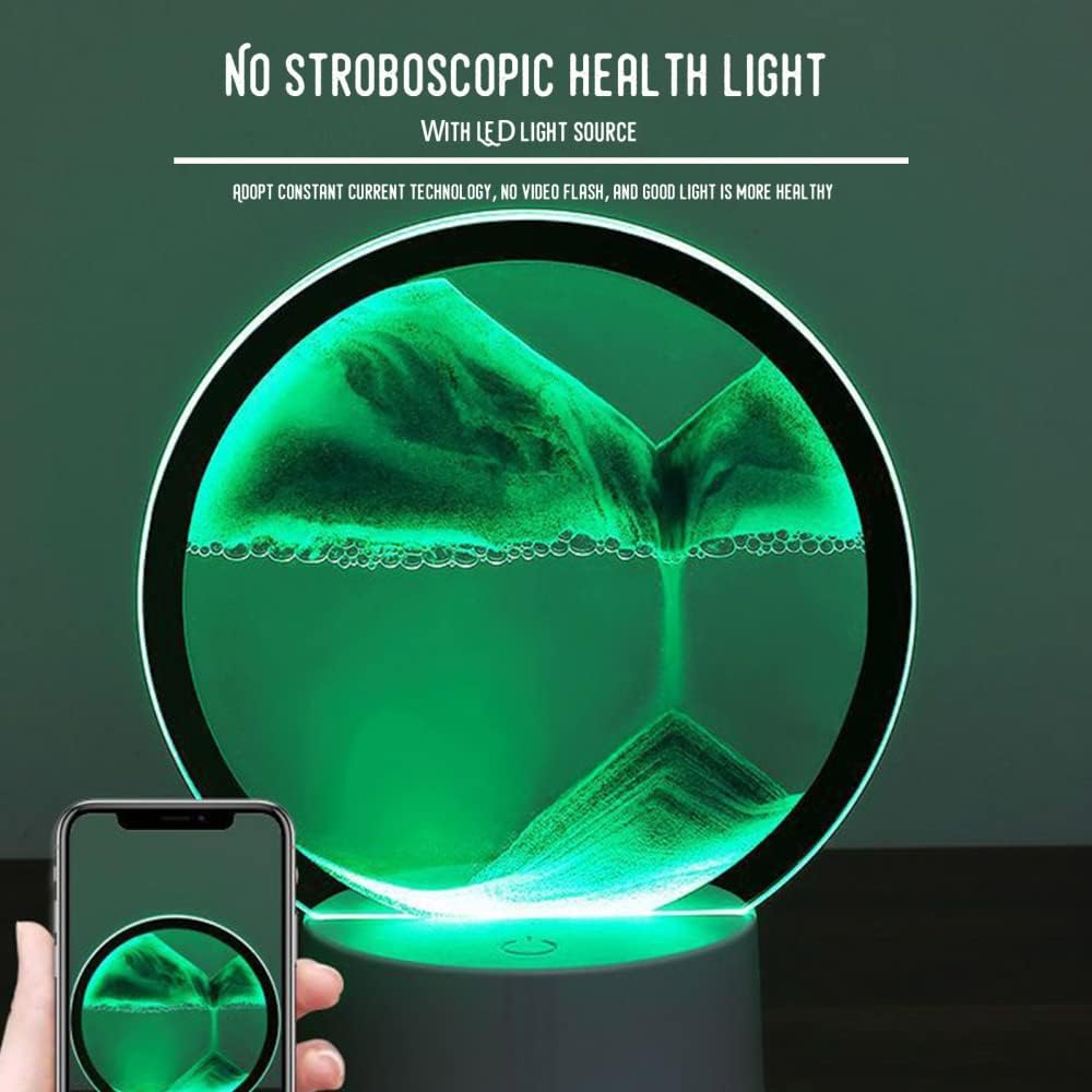 3D LED Moving Sand Art Desk Lamp Hourglass Lamp With 16 RGB Colorful Light