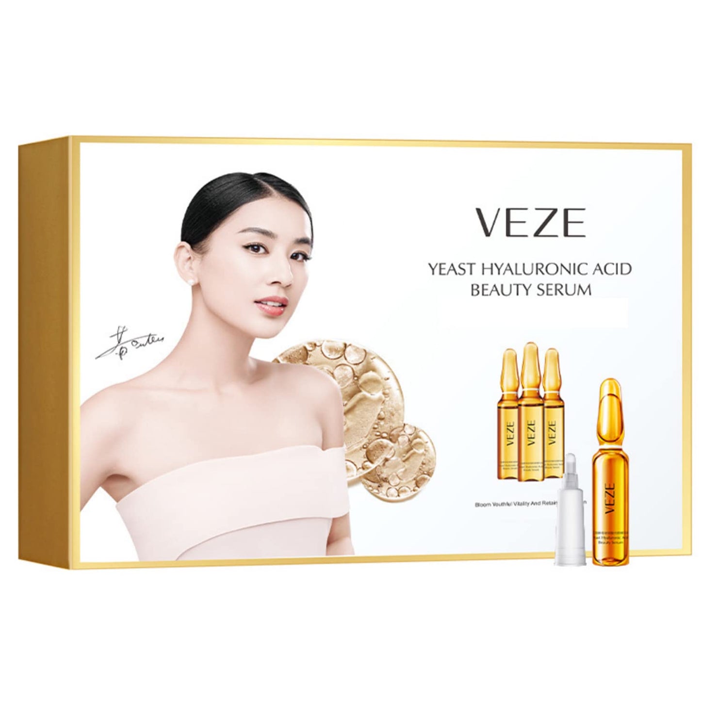 VEZE Yeast Peptides Hyaluronic Acid Moisturizing Cleansing Protecting Beauty Facial Serum Ampoule Set 2mlx60pcs