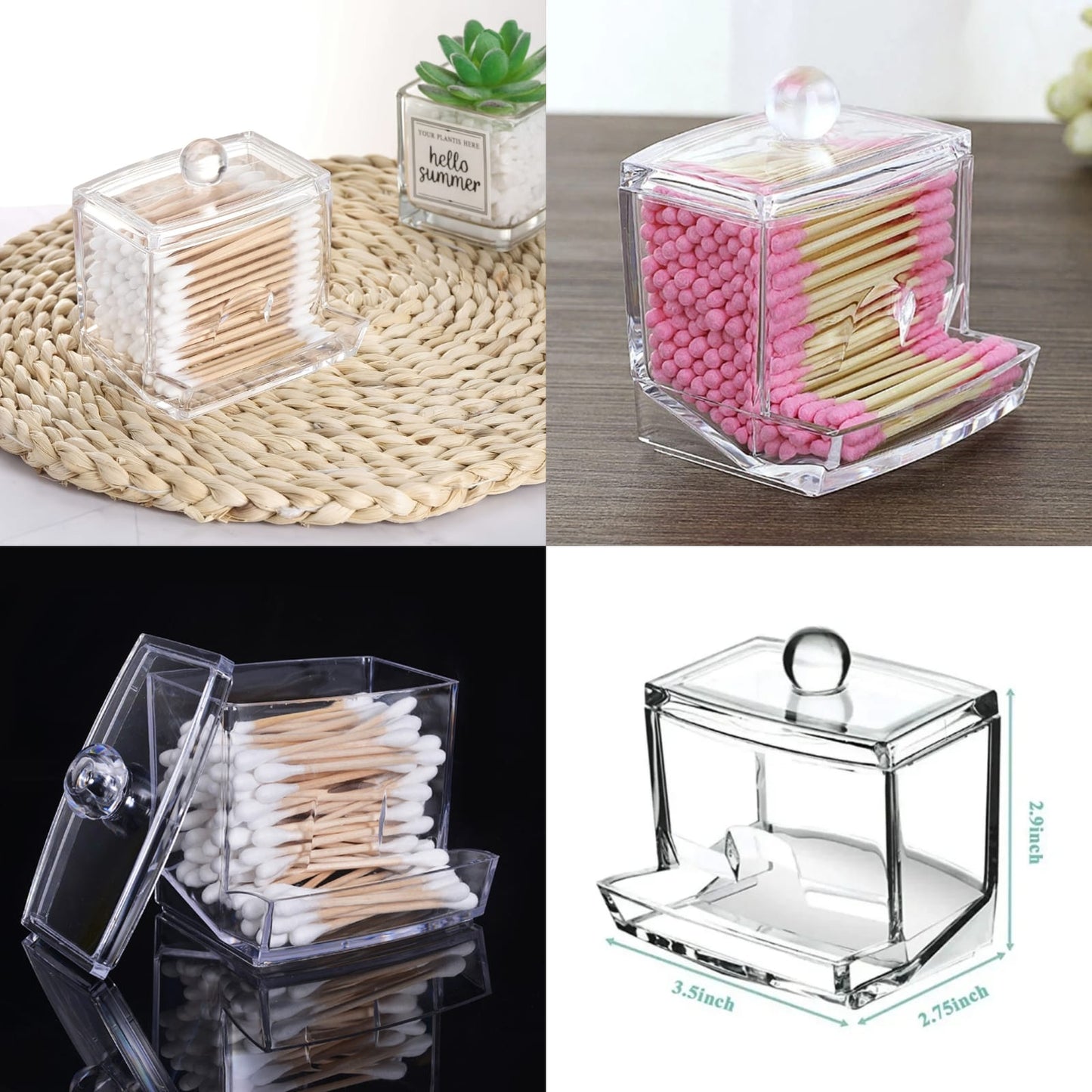 Acrylic Cotton Swabs Storage Box