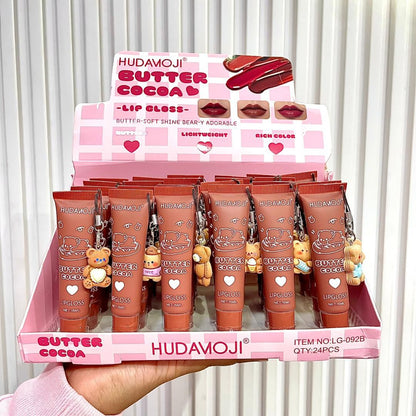 Hudamoji 6pcs Cocoa Butter Bear Tube Lip Gloss