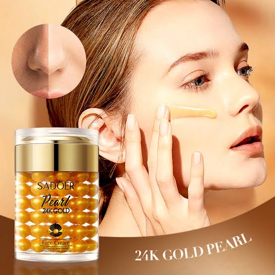 Sadoer 24K Gold-Pearl Collagen Face Cream Moisturizing Brightening Hydrating Firming Facial 60g