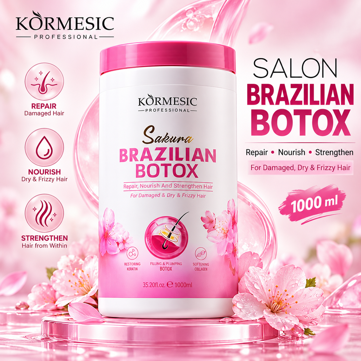 KORMESIC Sakura Brazilian Botox Hair Mask 1000ml