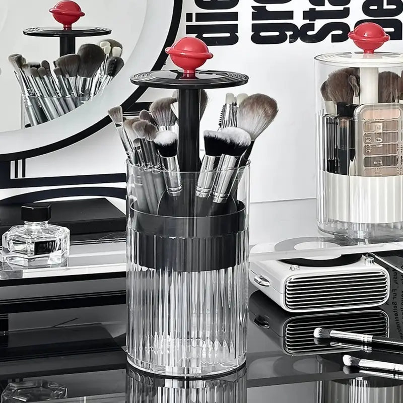 Press Type Automatic Desktop Makeup Cosmetic Brush Organizer Storage Box
