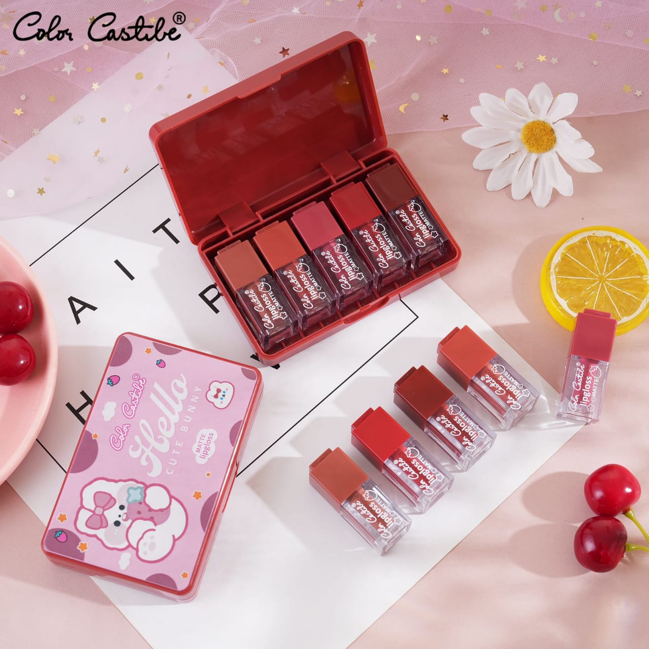 Color Castle Hello Cute Bunny Matte Lip Gloss 5Pcs Set