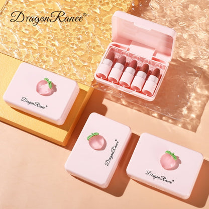 Dragon Ranee Peach Mini Lipstick 5Pcs Set