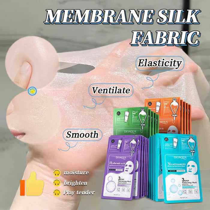 Bioaqua 3 Step Collagen &amp; Niacinamide Sheet Mask Pack - Set of 3