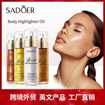 SADOER Body Highlighter Oil Sparkling Full Body Brighten Long-Lasting Shimmering 85ml