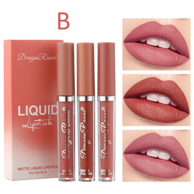 Dragon Ranee 3pcs Velvet Matte Lipstick Set B