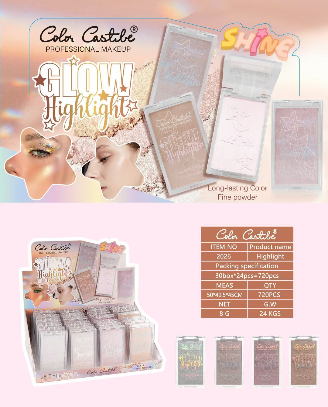 Color Castle Amazing Super Cute Star Love it Highlighter Pack of 4