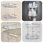 2 Layer Aluminum Wall Mounted Bathroom Corner Shelf Rack Organizer