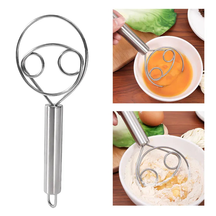 Multifunctional Stainless Steel Hand-Held Food Grade Dough Egg Mixer Double Circle