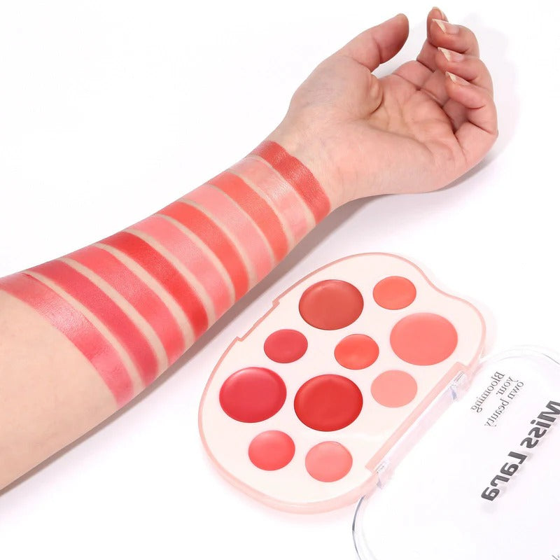 Miss Lara Aesthetic Lip & Cheek Cream 10 Colors Palette