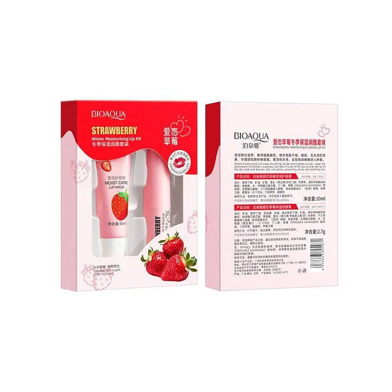 Bioaqua 2in1 Strawberry Lip Care Winter Moisturising Lip kit