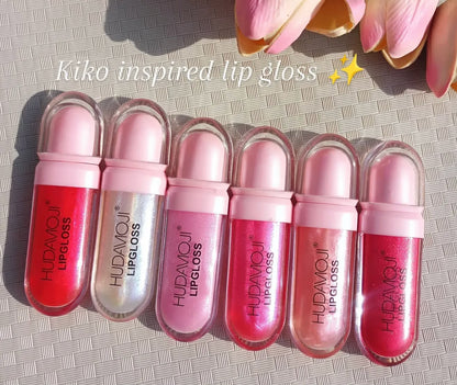 Hudamoji  Lip Gloss Set Long Lasting Gloss Shine 6 Pcs