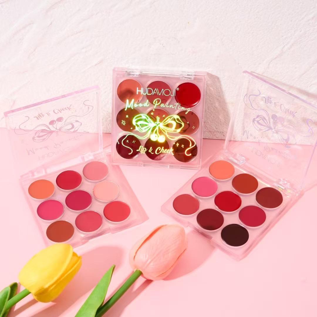 Hudamoji Lip And Cheek Palette Pack Of 3 Set