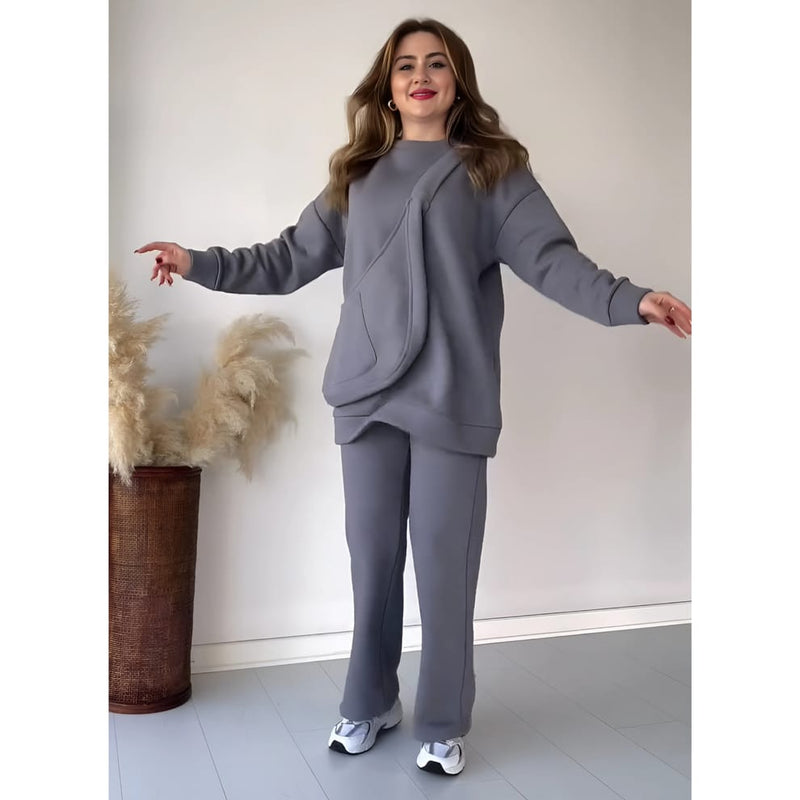 Premium Fleece 2 Piece Stylish Co-Ord Suit With Bag